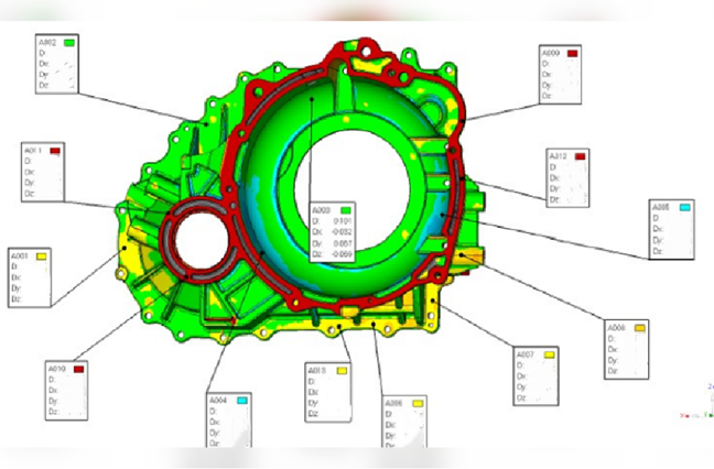 3D -Dimensionsmessung von Motorteilen