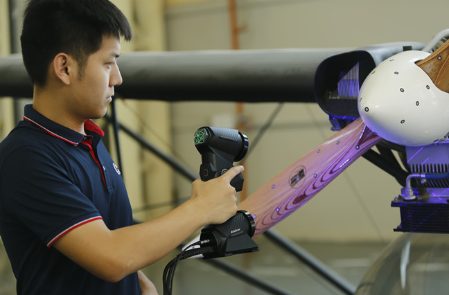 drahtloses Scannen f&uuml;r umgekehrte Design in der Luft- und Raumfahrtindustrie 